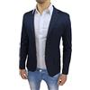Evoga Giacca Uomo Sartoriale Blu Scuro Slim Fit Super Aderente Elegante Casual Estiva (L)