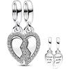 Amuefer Cuore Charm Compatibili Bracciale Collana, Argento Sterling Divisibile Ciondolo Natale Gioielli Regali per le Donne Ragazza Moglie Bambini Amici