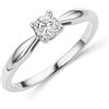MIORE Anello Donna da Fidanzamento con Diamante, Anello con Solitario, in Oro Bianco Massiccio 375 da 9K con Diamante Solitario 0.25 ct, Anello Matrimonio con Castone 4 Griffe con Custodia Portagioie
