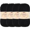 BambooMN JubileeYarn - Gomitolo di filato sportivo in cotone di bambù, 4 matasse, 50 g/matassa, colore: nero notte