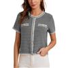 GRACE KARIN Cardigan da donna con bottoni, vestibilità ampia, lavorato a maglia, bolero a maniche corte, leggero, top per vacanze estive, Nero , M