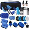BUCOMTU 31Pezzi Kit Pulizia Auto,Kit Lavaggio Auto,Kit di Pulizia Auto Completo per Interni ed Esterni,Auto Detailing Brush Auto Wash Set,con Spazzole, Spugne per Lucidatura