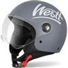 Westt Casco Moto Donna e Uomo, Casco jet con Visiera, Omologato ECE 22.06