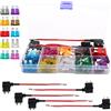 RUNCCI-YUN 105pcs Set di Fusibili per Auto, 12V-24V, Portafusibili a Lama con 5 pcs 12V, Fusibili Standard a Lama per Auto, Camion, SUV, Casa