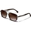 KANASTAL Marroni Sfumati Occhiali da Sole Chiare Donna Polarizzati Uomo Quadrati Metal Protezione UV400 Military Doppio Ponte Brown Sunglasses per Guida Viaggio - Montatura Trasparente Lenti Marrone