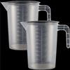Qikaara Set di 2 misurini in plastica, con manico e grammi, scala 1000 ml, resistente al calore, misurino di precisione per detersivi, cucina, laboratorio, per alimenti, 1 l (trasparente)