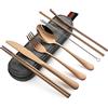 DEVICO Posate da Campeggio, 8 Pezzi Set Posate Acciaio Inox, con Coltello, Forchetta, Cucchiaio, Bacchette, Spazzola per Pulizia, Cannucce e Custodia (Oro Rosa)