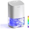 aichilra Deumidificatore elettrico per casa, 1000 ml, deumidificatore silenzioso con 7 colori LED, spegnimento automatico per bagno, camera da letto