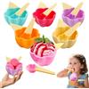Shyllin 6 Coppette Gelato con Cucchiaio Riutilizzabili, Forma di Fiore di Prugno, Coppe Gelato Plastica, Ciotola per Gelato Color adatte per Servire Gelati, Dessert e Snack