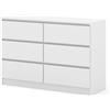 Homlando Cassettiera 120 x 40 x 80,5 cm con 6 cassetti, credenza moderna senza maniglie, stabile cassettiera per corridoio, camera da letto o ufficio (bianco opaco)