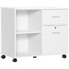 Vinsetto Cassettiera da scrivania con 2 cassetti, porta stampante, mobile da ufficio, per formato A4, 86,3 x 40 x 66,5 cm, in legno bianco