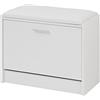 Baroni Home Scarpiera Salva spazio Slim in Legno Melaminico da Ingresso. Cassapanca da ingresso Bianca da 6 paia con Anta a Ribalta e Doppia Profondità 30x63x45 cm
