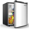 EUHOMY 46L Frigorifero Piccolo con Freezer: Frigorifero Monoporta con Porta Reversibile, Silenzioso, 7 Livelli Termostato Regolabile, Mini Frigo da Ufficio, Camera, Hotel, Argento