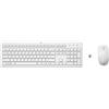 HP - Pack Tastiera e Mouse Wireless 230 | Bianco | Connessione USB 2.4 GHz | Tastiera silenziosa | Mouse compatto | Grande autonomia