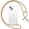 Yoedge Cover con Cordino per iPhone 14/iPhone 13 6,1,Trasparente Aesthetic Disegni Fiori Custodia con Collana Tracolla Laccio Collo, Sottile TPU Silicone +PC Antiurto Protettiva Case per iPhone 14,13