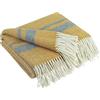 LYHome Coperta in Lana Merinos - Copriletto Plaid per Letto Divano, Singolo Una Piazza e Mezza Matrimoniale, Coperte Per Invernale Estiva Morbida Calda (140x200 cm, Giallo Senape - Grigio Strisce)
