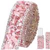 PH PandaHall 1m/1.1 yarde Strass di Cristallo Trim, Nastro Adesivo Termoadesivo Rosa da 20 mm con Rifiniture di Pietre Preziose Artificiali, Nastro Adesivo Bling per Decorazioni Fai-da-Te