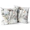 Snylcce Set di 2 federe per cuscini da divano, 45 x 45 cm, motivo floreale, colore marrone, crema, grigio, foglia di tè, motivo floreale, 45 x 45 cm, decorazione per la casa della casa, camera da