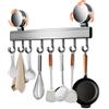 Zyluniy Listello con Gancio da Cucina Senza Foratura, Porta Utensili da Cucina con Ventosa 40 cm Portautensili Cucina con 8 Ganci Barra Portautensili Cucina Capacità di Carico Fino a 20 kg