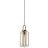 EKSED Lampadario Sospensione Vetro Ambra - Lampada a Sospensione Vintage con Portalampada E27 e Testa in Ottone per Isola Cucina, Sala da Pranzo o Camera da Letto (C)