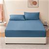 RUIKASI Lenzuolo con Angoli Matrimoniale - Oeko Tex Lenzuola Sotto con Angoli ed Elastico per Letto in Microfibra, 160x200 Blu Polveroso