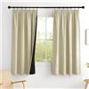 PONY DANCE 100% Tende Oscuranti per Salotto Eleganti Tende Corte Camera da Letto Termiche Isolanti Curtains per Interni con Fettuccia 2 Pezzi L 140 x A 160 cm, Beige Chiaro