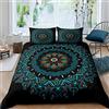 Homewish Set copripiumino Mandala Paisley Bohemian Set di biancheria da letto Retro Chic Boho Copripiumino per bambini ragazzi ragazze decorazione etnica indiana copriletto con 2 federe matrimoniale color