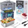 Romon Scaldavivande Elettrico Portatile, 75W Scalda Vivande Portatile con Forchetta e Cucchiaio, 1.8L Porta Pranzo Termico 3 in 1(12V/24V/220V) per Auto Camion e Ufficio Lunch Box Riscaldatore