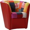 LIBEROSHOPPING Poltrona in ecopelle ROSSA e seduta in tessuto patchwork - LIBEROSHOPPING