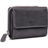 ROYALZ 'Liberty' Portafoglio Donna Piccolo Pelle Vera - Vintage Portamonete con 7 Scomparti per Carte - Mini Borsellino RFID Protezione, Colore:Navy Grigio