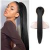XFSRG 66cm Extension Capelli Lisci Con Forcine Capelli Finti Donna Coda Del Cavallo Regali Ragazze Donna Per appuntamento Celebrazione Festa Banchetti(Nero)