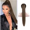 XFSRG 66cm Extension Capelli Lisci Con Forcine Capelli Finti Donna Coda Del Cavallo Regali Ragazze Donna Per appuntamento Celebrazione Festa Banchetti(Marrone Scuro)