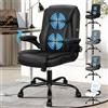 ALFORDSON Sedia da ufficio massaggiante, sedia ergonomica da scrivania con schienale medio e braccioli ribaltabili, salvaspazio, sedia da gaming per ufficio domestico, Ecopelle, Nero