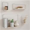 Kazai. Mensole da Muro Design -Jona- | Scaffale Metallo a 4 Parti con Impiallacciatura in Vero Legno | Decorazione della Parete, Libreria Scaffale, per Camera da Letto, Bagno, Cucina | Betulla, bianco