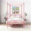ARFARLY Letto a Baldacchino Matrimoniale in Metallo, per Camera da Letto, 120 x 200 cm, Colore Rosa