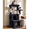 Globlazer Tiragraffi per Gatti Stabile con Grandi Base Grotta Imbottiti Piattaforma Peluche Giocattoli, Albero Tiragraffi Alto 127 cm per Grandi Gatti Anziani Riposare Giocare (FC50, Grigio Scuro)