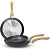 Tognana Rock In Wood, Set 3 Padelle Cm 20/24/28, Alluminio forgiato, nero