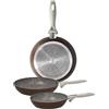 Tognana Pearlbrown stone, Set 3 Padelle Cm20/24/28, Alluminio forgiato, marrone