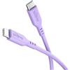 goobay Cavo in silicone da USB-C a USB-C 1,5 m, lilla - ricarica rapida 60 W PD, trasferimento dati 480 Mbit/s, flessibile, antigroviglio, con fascetta, per smartphone, notebook, console, ecc.