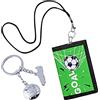 LJTXX Portafoglio per Bambini, Portafoglio a Tema di Calcio da Collo Portafoglio, con Portachiavi da Calcio, Portafoglio per Bambini con Motivo Calcio, Regali per Fan di Calcio Portamonete