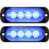 Willpower 2pz Ultra Sottile Luce Stroboscopica di Emergenza 4LED Blu Pericolo Lampeggiante Luci 12V 24V 18 Modalità Spia Luminosa IP67 Luci di Recupero per Camion Rimorchi Auto Camper Fuoristrada