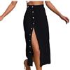 Vhersily Gonna di Jeans Lunga Donna con Spacco a Vita Alta Tasca Trapezio Estiva Vintage Lunga Estiva da Donna, Costine, Elasticizzata, Bottoni sul Davanti, Spacco Laterale