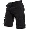 Generico Bermuda Uomo Cargo Sportivi Vita Elasticizzato Shorts Estivi Traspirante Leggeri Slim Fit Pantaloni Corti Lavoro Tinta Unita Bermuda Multi-Tasche Classico Trekking Pantaloncini con Tasche Laterali