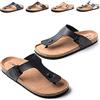 Hitmars Infradito Uomo Ciabatte Pelle Sintetico Sandali Estive Sughero Mare Scarpe Flip Flop Punta Aperta Piscina Pantofole Casa B Nero 43 EU