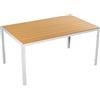 DRW Tavolo rettangolare in alluminio e piano in polietilene bianco e marrone chiaro 150x90x74cm