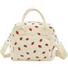 Nanxson Borsa pranzo isolata per donne uomini,12L grande capacità riutilizzabile Lunch Box Carino Corduroy Cooler Tote Borse per lavoro Picnic o viaggi(12L,Beige Fragola)