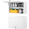 Sightlife Pensile Scolapiatti con Vassoio,Armadio da officina, Salvagoccia da Cucina, pensile per attrezzi metallo, da cucina, bagno, officina, parete, con serratura a chiave, 55 x 80 x 40 cm bianco