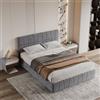 YYXLDYNB Telaio per letto matrimoniale 140 x 200 cm, letto matrimoniale imbottito con 4 cassetti di stoccaggio, letto in velluto 140 x 200 cm, letto per adulti, cassetto letto, rete a listelli, grigio
