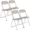 URBNLIVING Set di 4 sedie pieghevoli per sala da pranzo, ufficio, multiuso, imbottite, resistenti, struttura in metallo di alta qualità, PVC, velluto, costine, sedili imbottiti (beige a costole)