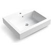 BALNEO ROXI Lavabo Lavabo da Appoggio Quadrato 60x50cm con Foro per Rubinetto, con Foro per Troppo Pieno, Durevole, Moderno, Resistente Ai Prodotti Chimici, Caldo Al Tatto, Bianco in Conglomerato